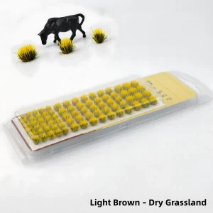 Light brown static grass tufts for dry grassland diorama scenery and model landscaping.