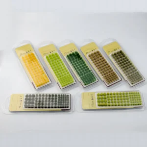 Assorted multi-color static grass tufts set for miniature diorama scenery and terrain grass tufts.