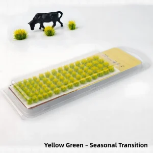 Yellow green static grass tufts for seasonal transition scenery and model landscaping grass.
