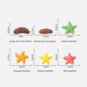 Starfish and sea cucumber components for DIY coastal miniature scene layout planning.