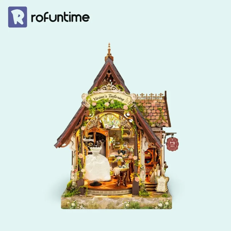 Rofuntime Dream Dress Studio Book Nook kit with LED lighted romantic wedding dress display