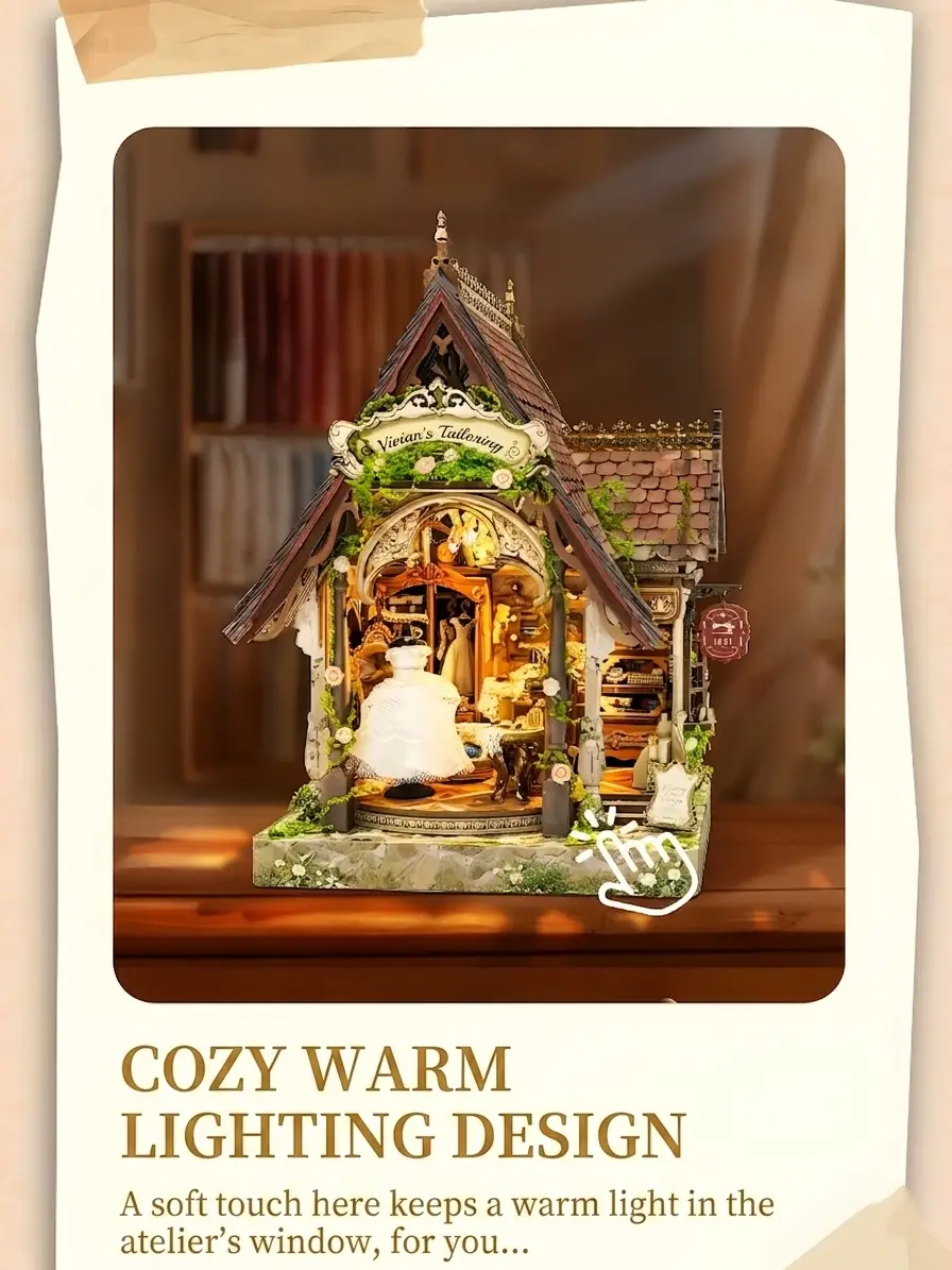 Dream Dress Studio Book Nook featuring an LED lighted cozy warm ambient lighting design