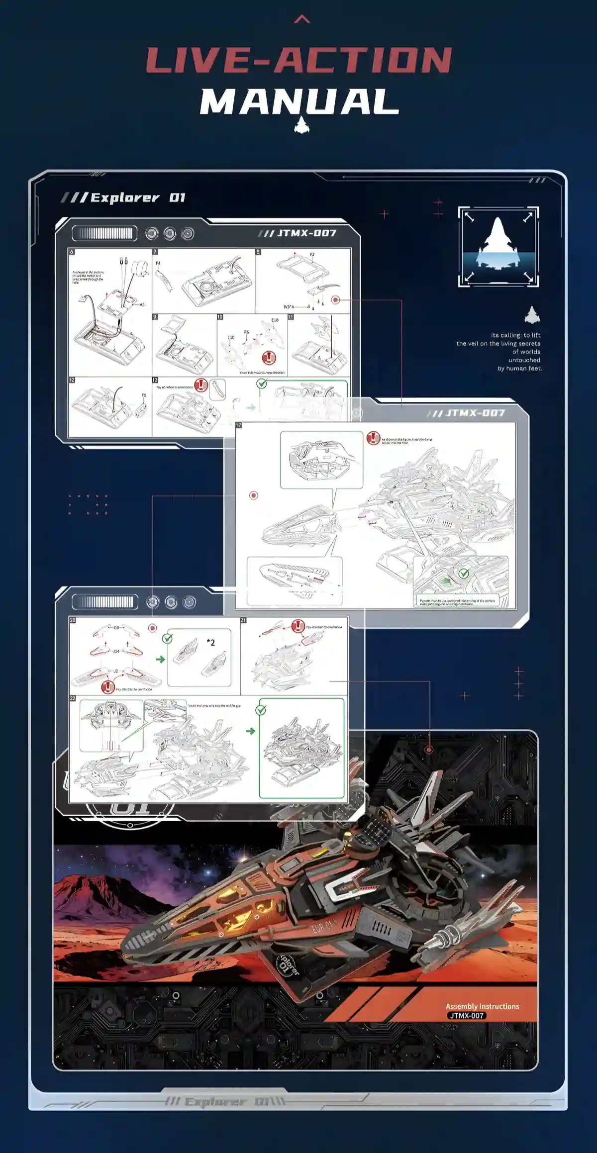 Space exploration model kit step by step live action assembly instruction manual guide