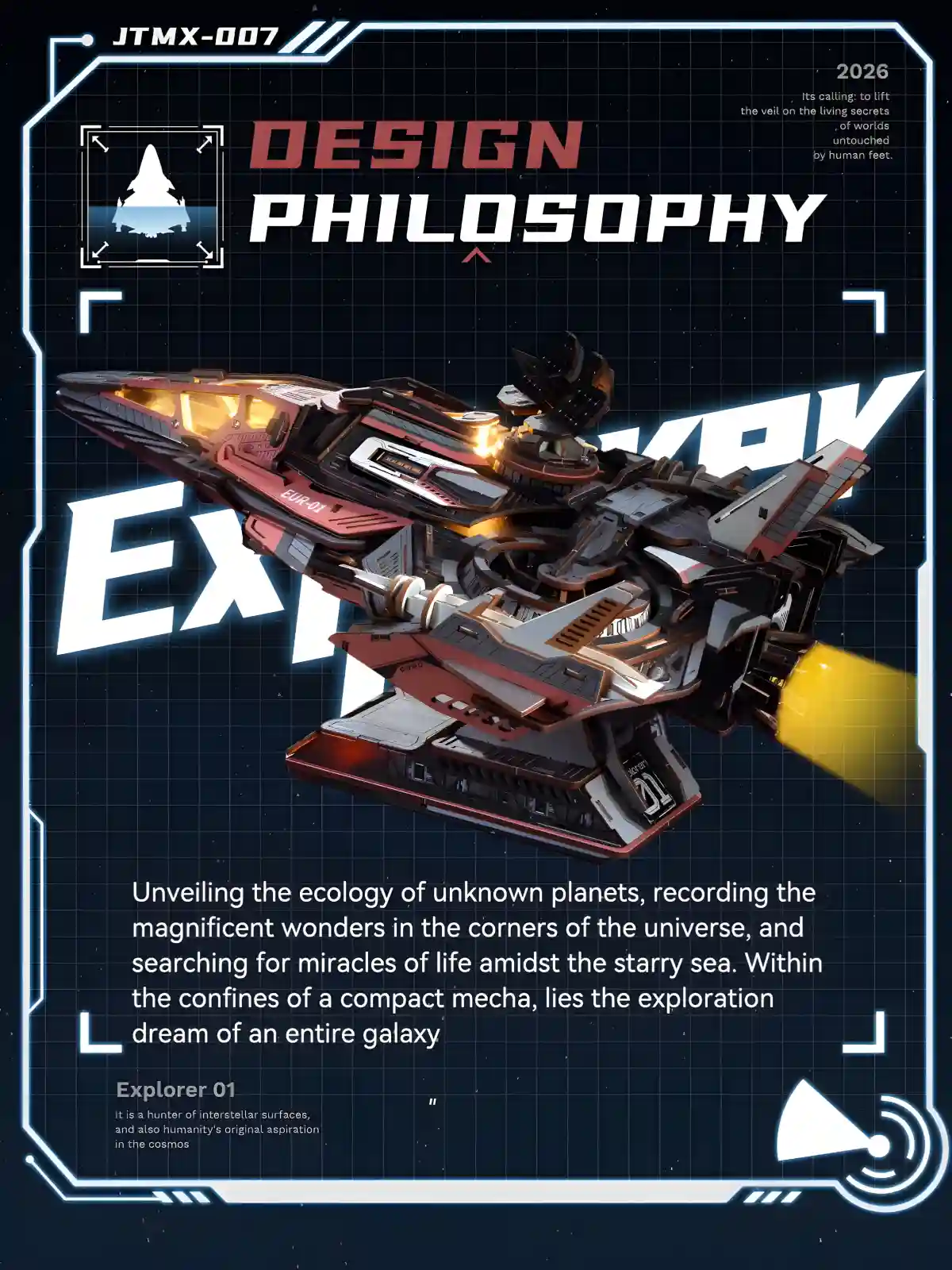 Explorer 01 3D Wooden Puzzle design philosophy poster highlighting sci fi wooden puzzle theme