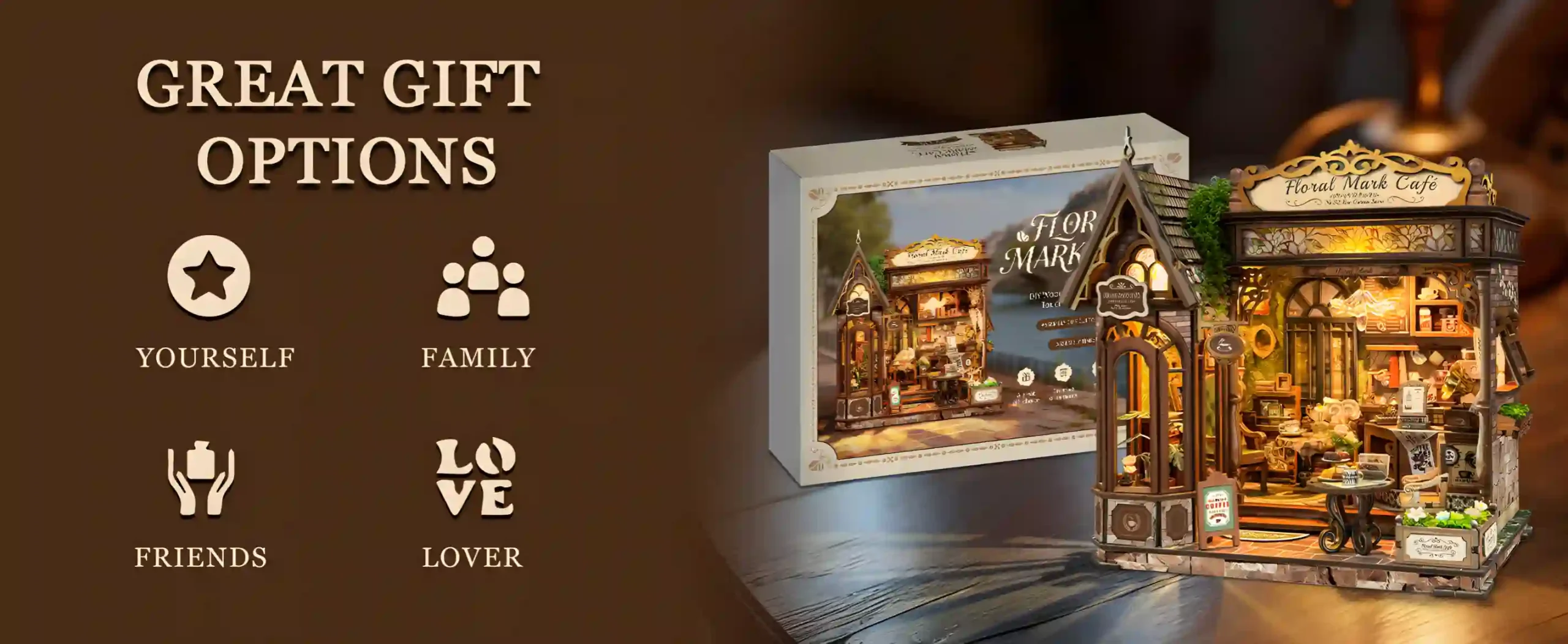 DIY Book Nook for Book Lovers retail packaging box with finished miniature