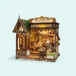 Gothic Café Miniature Scene with a detailed look into the cozy reading nook decor