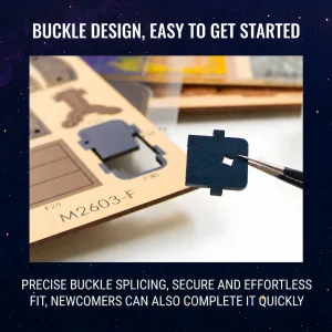 DIY Book Nook Kit showing precise snap-fit buckle design for easy wooden board assembly