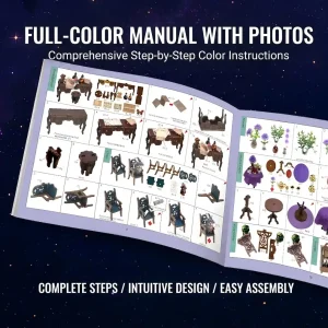 Full-color illustrated instruction manual for the Rofuntime Book Nook DIY craft kit