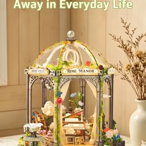 Rose Manor DIY Miniature House as cozy home decor handmade gift.