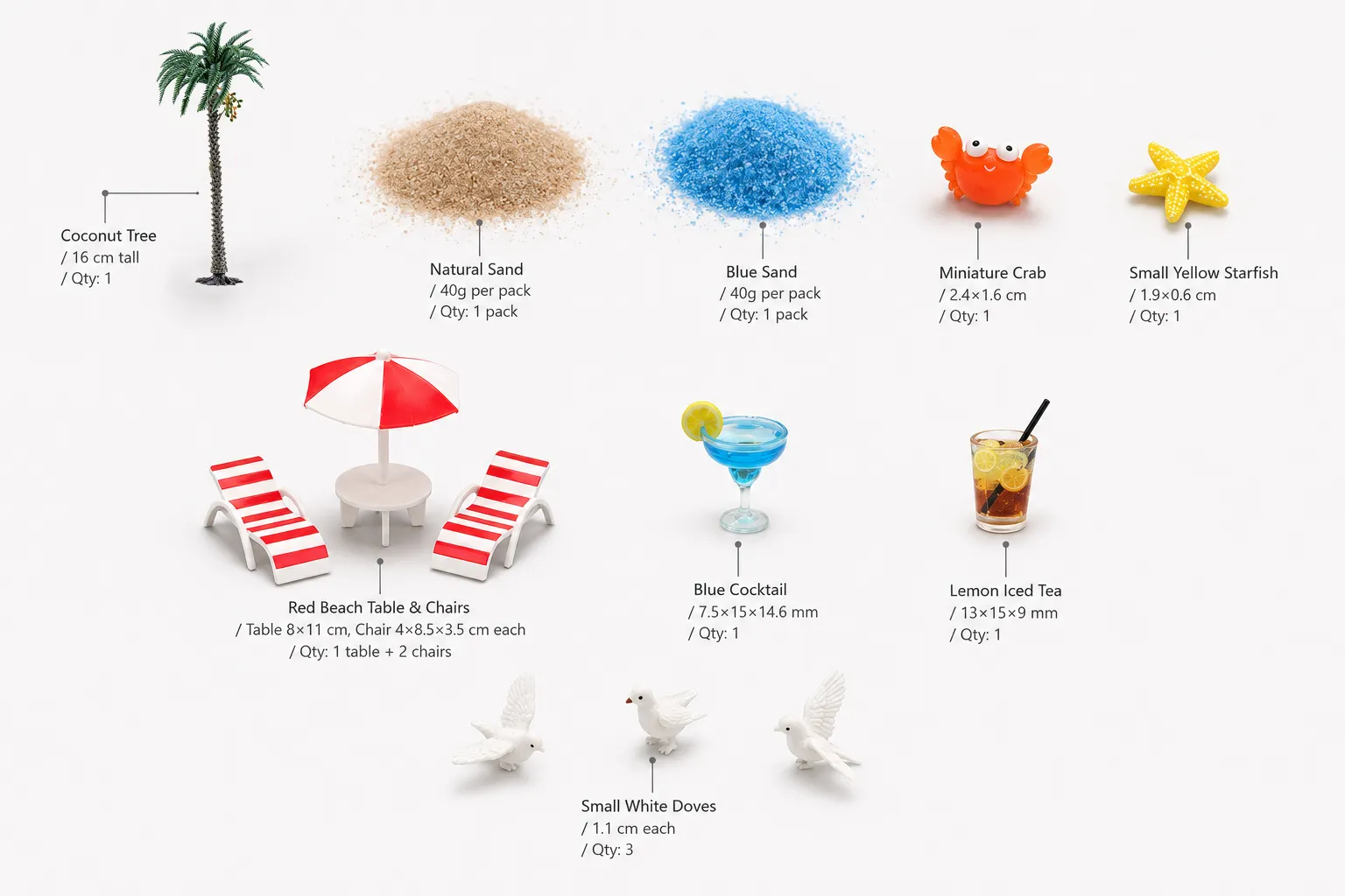 Complete Rofuntime transformation kit package featuring coconut tree miniature and beach sand.