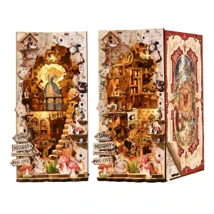 Adventures in the Book Crevices Book Nook, wooden miniature model kit front view