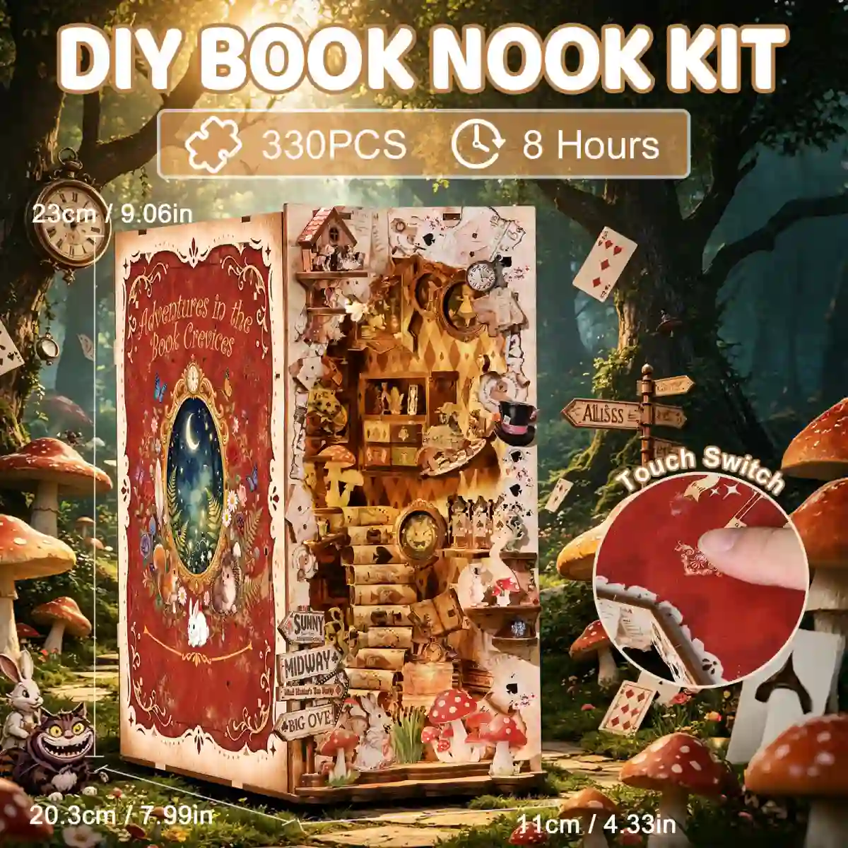 Rofuntime-Adventures in the Book Crevices DIY Book Nook Kit-Touch Switch Feature