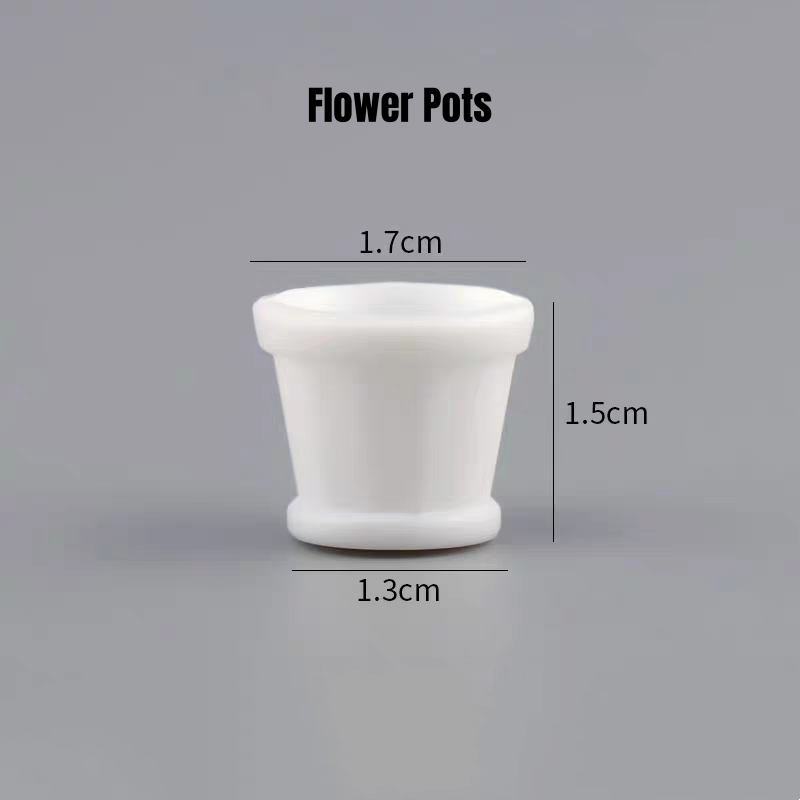 Classic white miniature flower pots for miniature garden decor and Rofuntime transformation system builds.