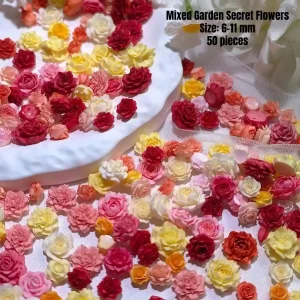 Miniature garden decor mixed rose flowers 50 piece pack for Rofuntime theme accessories scale builds.