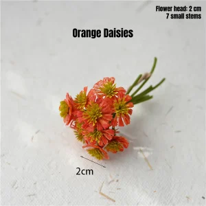Miniature flowers orange daisy bouquet for cottage garden scene and miniature house decoration.