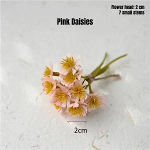 Cottage garden miniatures soft pink daisies bundle for themed miniature accessories and book nooks.