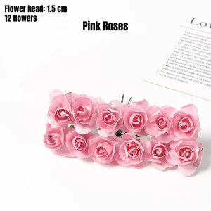 Pink miniature flowers bouquet for cottage garden miniatures and DIY book nook customization