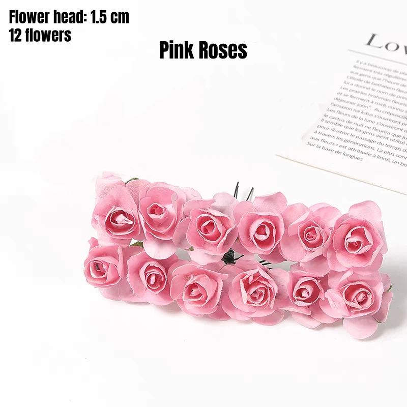 Pink miniature flowers bouquet for cottage garden miniatures and DIY book nook customization