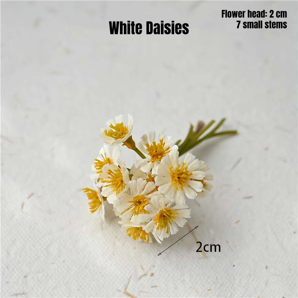 Cottage garden miniatures white daisy bouquet for garden-themed miniature display and scale craft.
