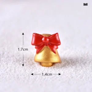 Miniature Christmas bell accessory with red bow for DIY Christmas village and themed miniature scene