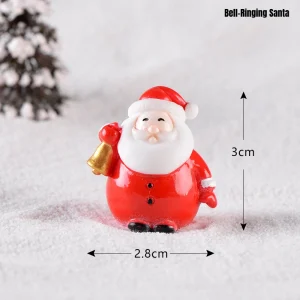 Bell-ringing Santa Claus miniature figurine with bell for holiday book nook and miniature house
