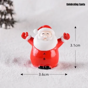 Joyful celebrating Santa Claus miniature figurine in red suit for Christmas scene accessories