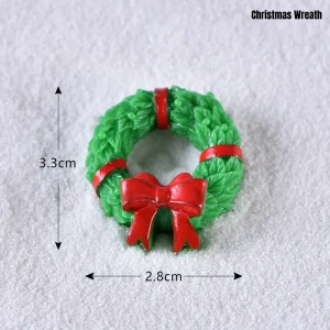 Miniature Christmas wreath with red bow for DIY book nook accessories and miniature house