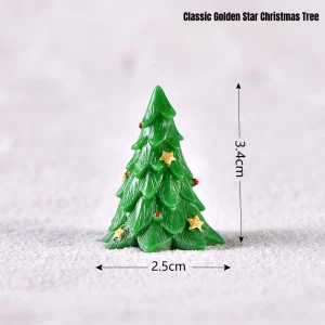 Miniature Christmas tree with golden stars for mini Christmas village and DIY scene accessories