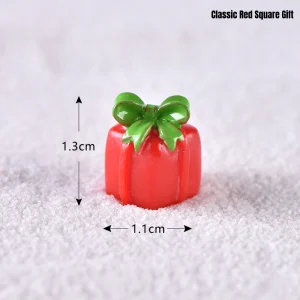 Classic red square miniature gifts box with green bow for Christmas village accessories