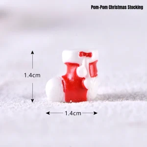Red and white pom-pom Christmas stocking miniature for DIY miniature house decorations