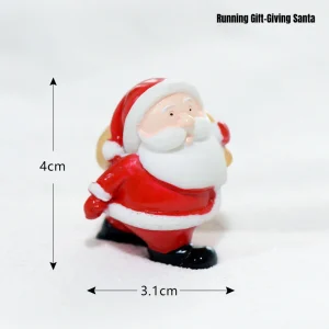 Running Santa Claus miniature figurine carrying gift sack for DIY miniature decorations