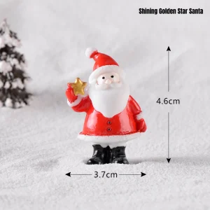 A cheerful celebrating Santa Claus figurine with arms raised high, standing at 3.1 cm tall and 3.6 cm wide. Designed for the Rofuntime Transformation System to enhance Christmas village accessories and holiday crafting projects.