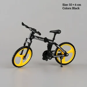 Black alloy miniature folding bike kit for DIY scene accessories and bookshelf decor