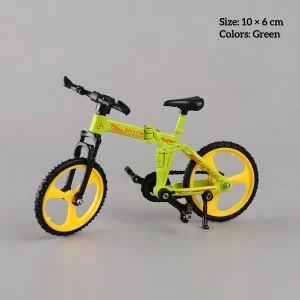 Green DIY miniature bicycle kit for dollhouse accessories and custom miniature scenes