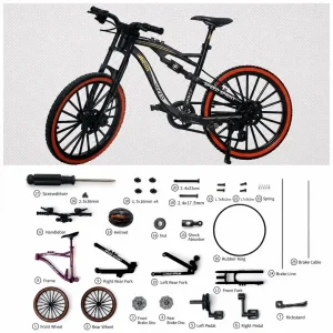 Black DIY miniature mountain bike kit with assembly parts for customize miniature scene