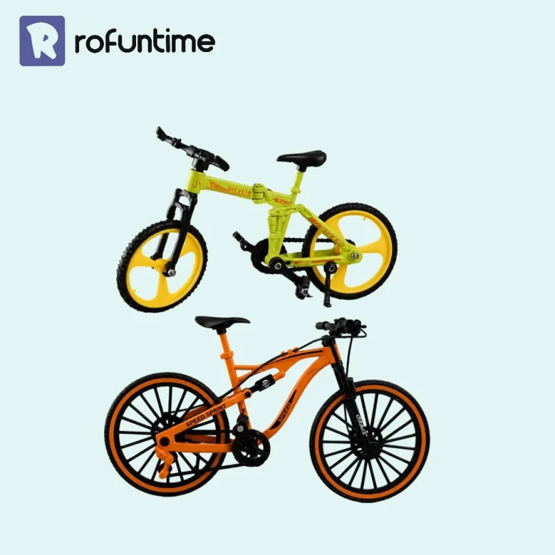 DIY miniature bicycle kit featuring folding and mountain bike models for Rofuntime bookshelf décor