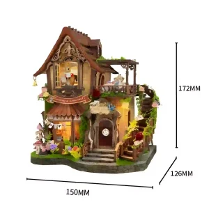 Dreamy Cottage Book Nook assembled dimensions showing 172mm height, 150mm length, and 126mm width.