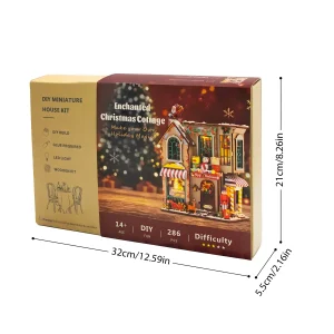 Product box dimensions for Enchanted Christmas Cottage Miniature House kit with 286 pieces