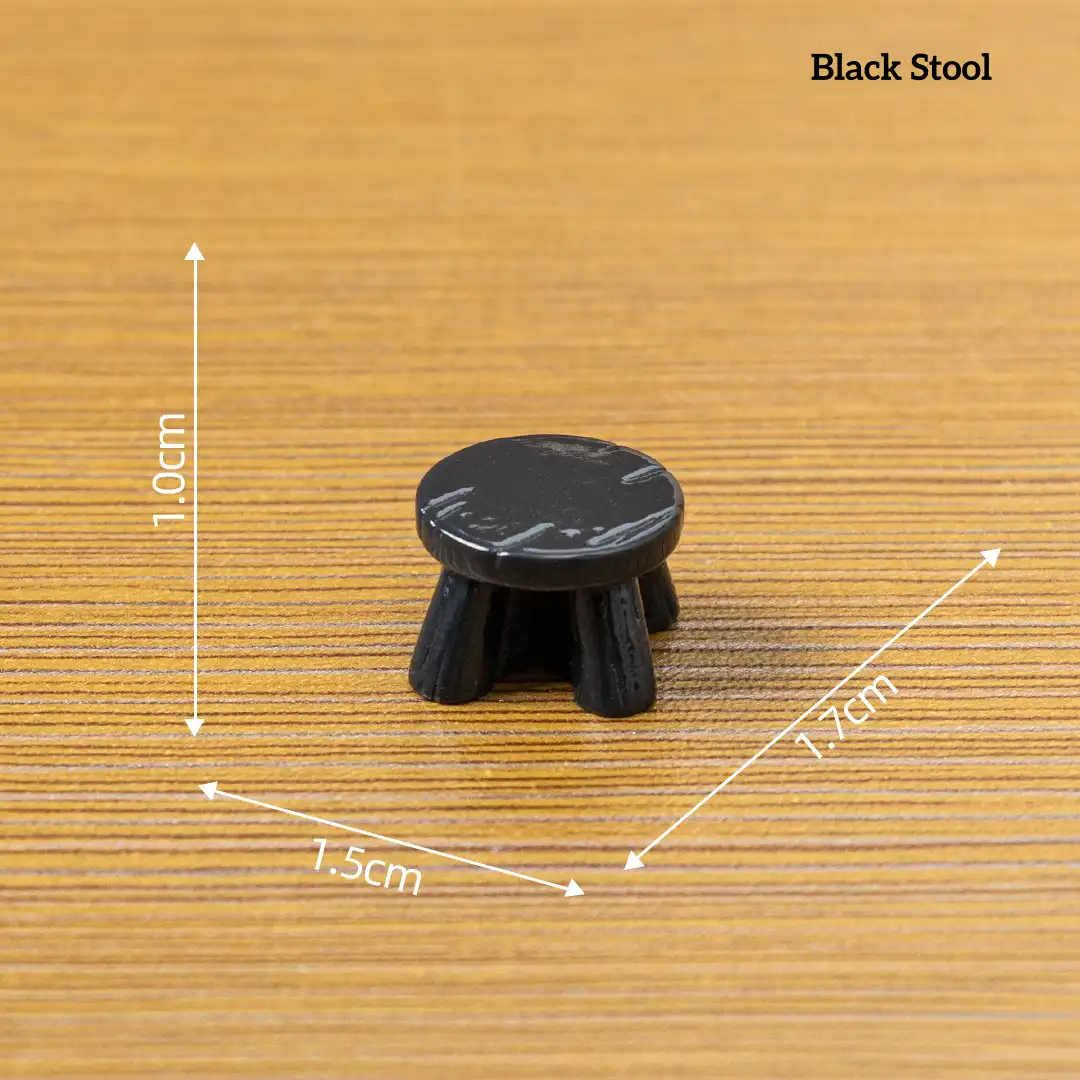 Black wooden stool miniature wizarding decor accessory for personalized miniature world