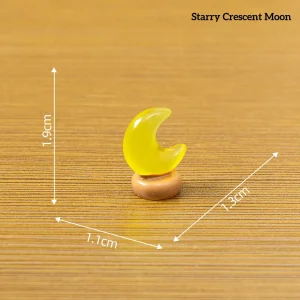 Translucent yellow starry crescent moon magical miniature decorations for DIY scene