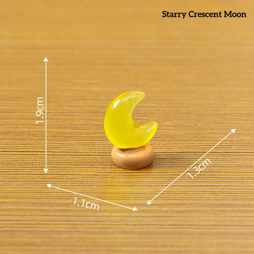 Translucent yellow starry crescent moon magical miniature decorations for DIY scene
