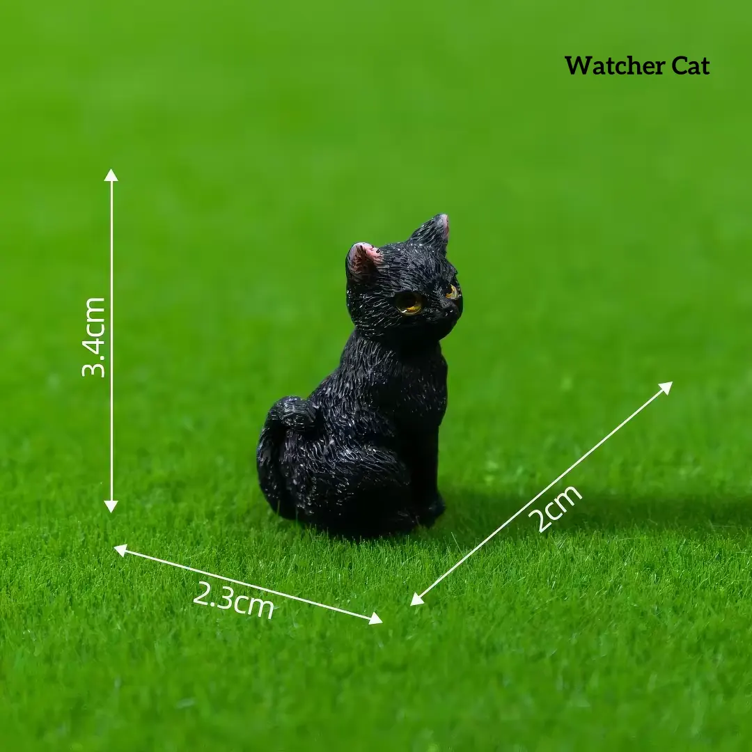 Black cat watcher figurine miniature witch accessories for personalized miniature world
