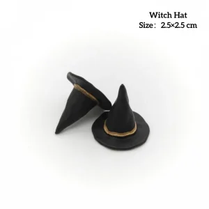 Black wizard hat set miniature witch accessories for themed miniature scene