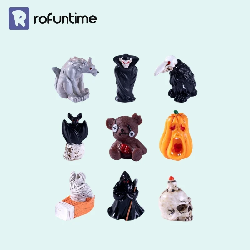 Gothic Halloween miniature decorations kit featuring spooky miniature figurines and themed miniature scene accessories for custom crafts