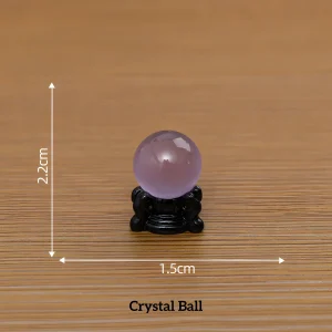 magical miniature decorations, translucent purple crystal ball on black stand for miniature book nook accessories