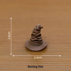 wizard-themed miniatures brown pointed sorting hat prop with size dimensions for miniature fantasy scene