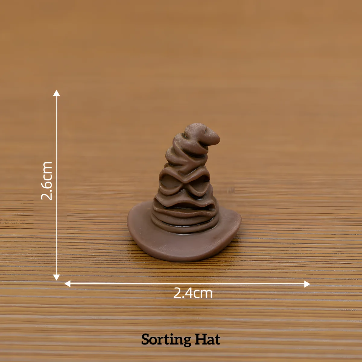 wizard-themed miniatures brown pointed sorting hat prop with size dimensions for miniature fantasy scene