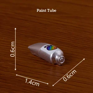 Silver paint tube, realistic miniature painting props for DIY miniature decorations and craft scenes.