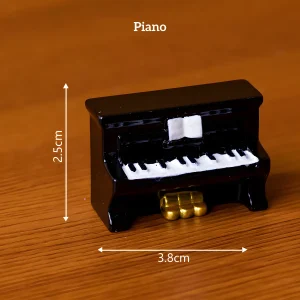 Black upright miniature musical instruments, detailed classic piano prop for Renaissance miniature accessories