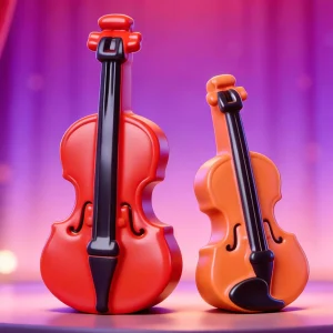 Miniature musical instruments set featuring cello and violin props, resin miniature art accessories